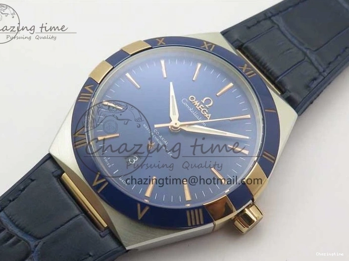 0409 Chic Constellation 131.33.41.21.03.001 SS RG TW Best Edition Blue Dial On Gummy Strap A 7872